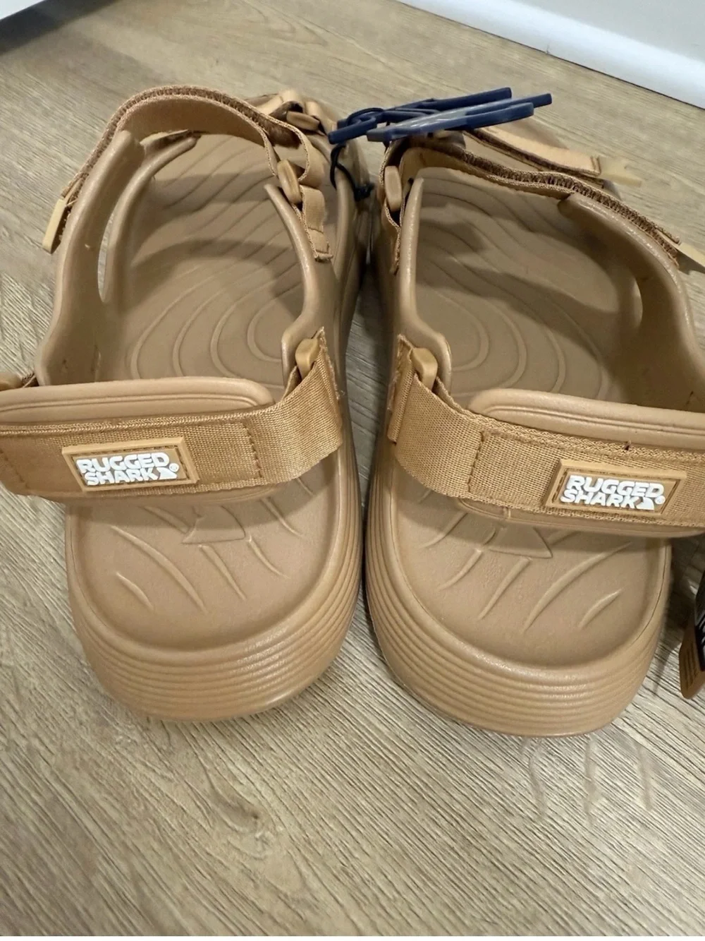 Rugged Shark Sandals Mens Size 13 Brown Strappy Open Toe Water Shoes Comfortable